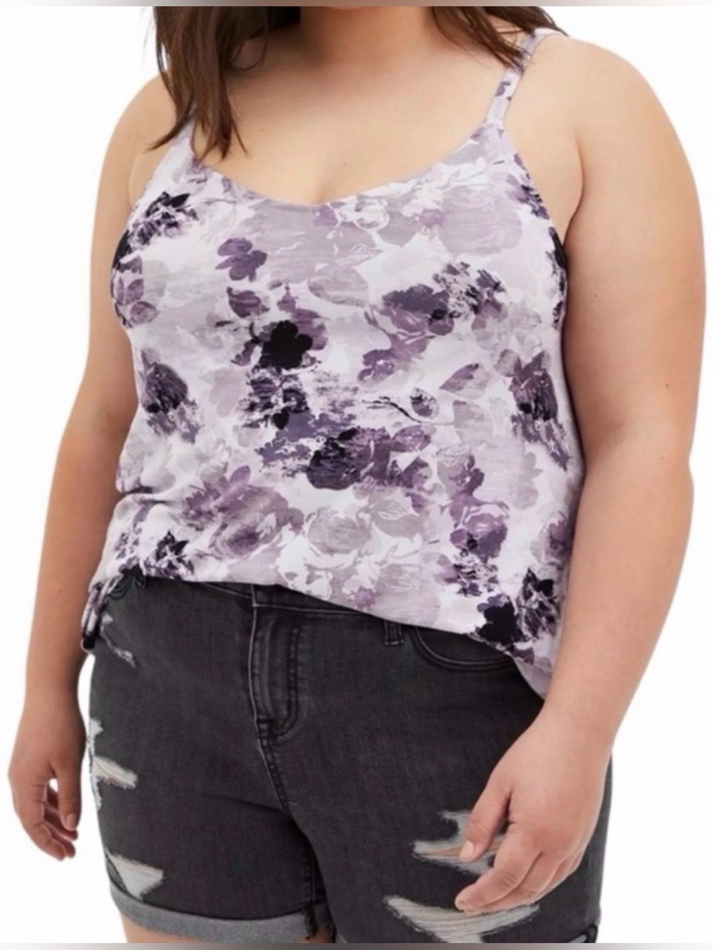 Torrid 4X Lavender Floral Scoop Neck Swing Super Soft Cami